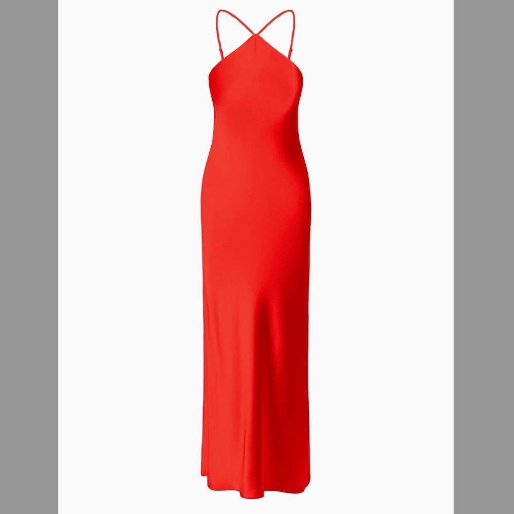 STAUD Cubism Halter Maxi Dress | Red Rose | Size L (Brand-new with tags)
